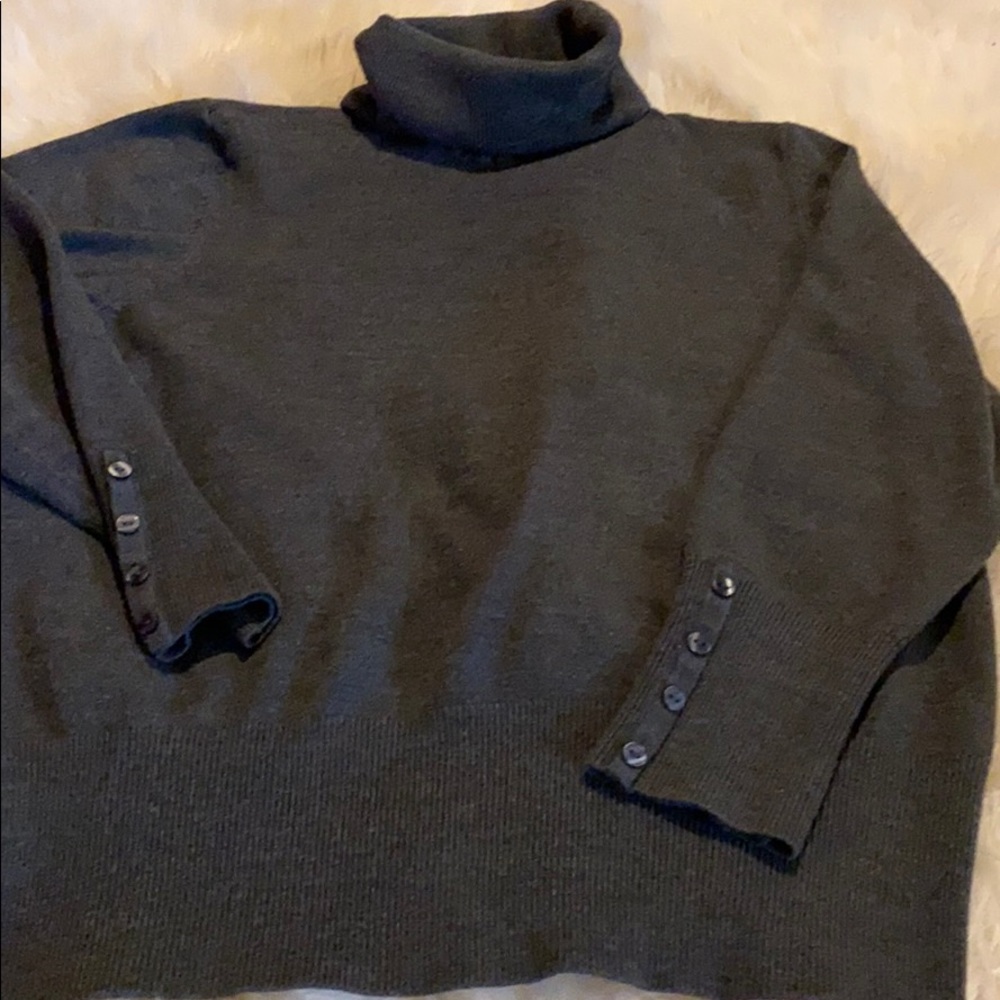 JM collection gray turtleneck.
